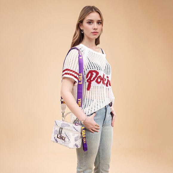 OU Vanity Light Beige Top Handle Bag w/ Strap and Keychain *Brand New w/ Dustbag - Picture 2 of 7